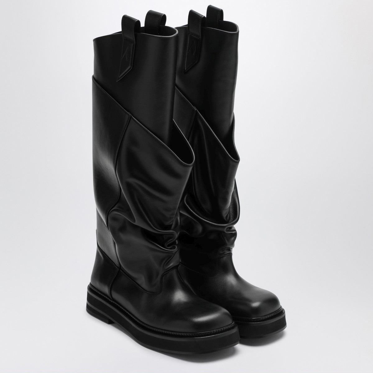 The Attico Black Leather La Passeggiata Boots Black