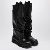 The Attico Black Leather La Passeggiata Boots Black