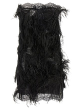 The Attico Lace And Feather Dress Black  