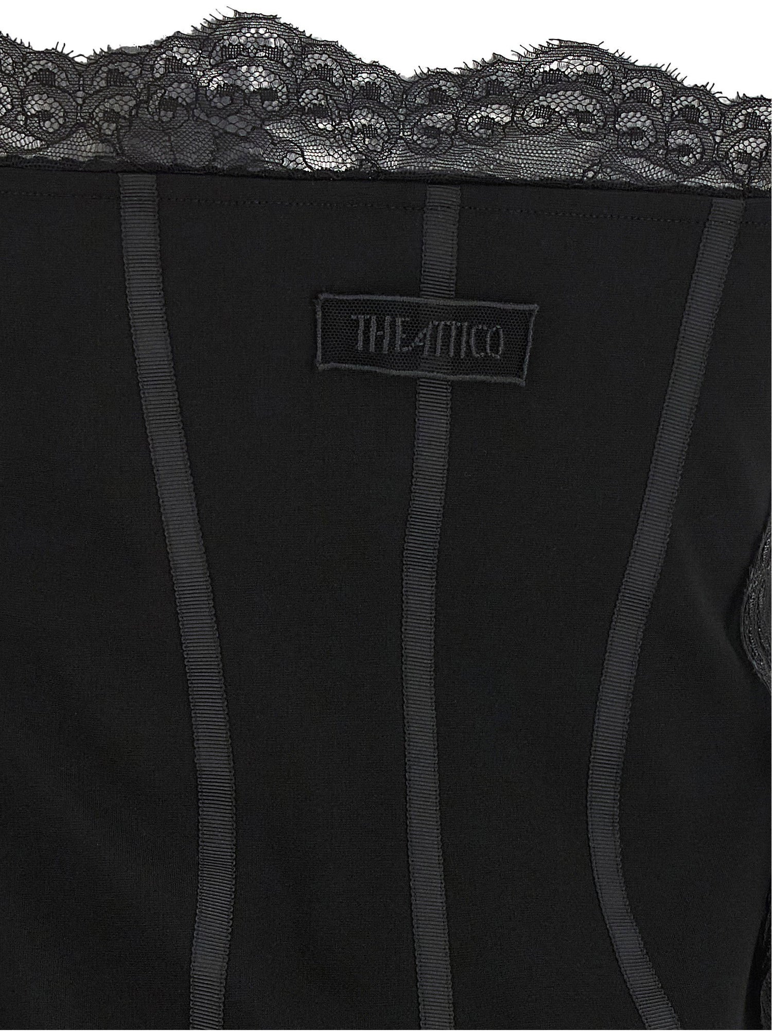 The Attico Lace And Feather Dress Black  