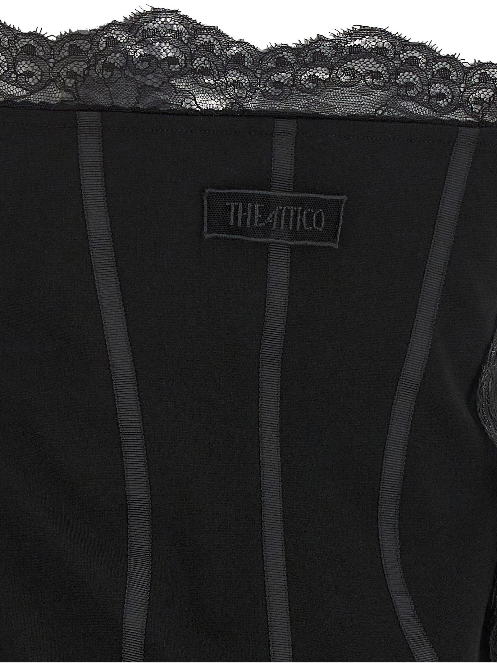 The Attico Lace And Feather Dress Black  