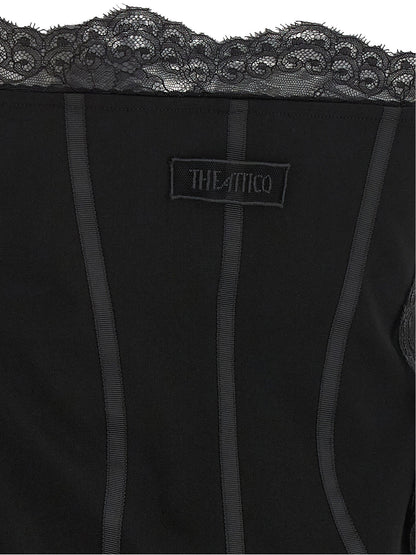The Attico Lace And Feather Dress Black  