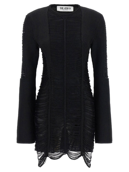 The Attico Fringed Dress Black