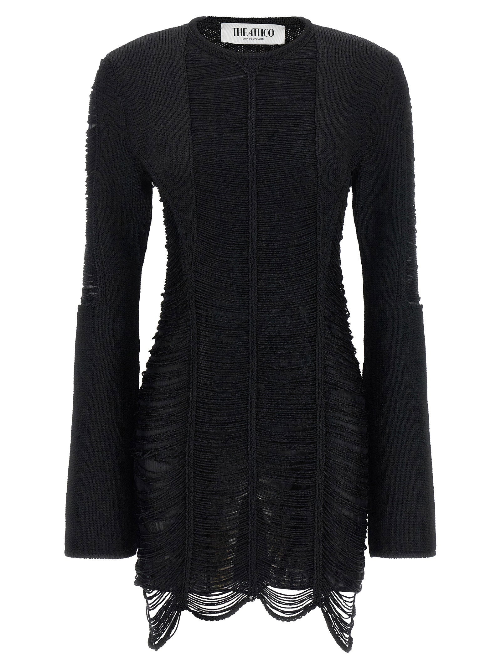 The Attico Fringed Dress Black