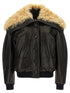 The Attico Shearling Neck Bomber Jacket Black