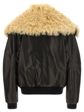The Attico Shearling Neck Bomber Jacket Black