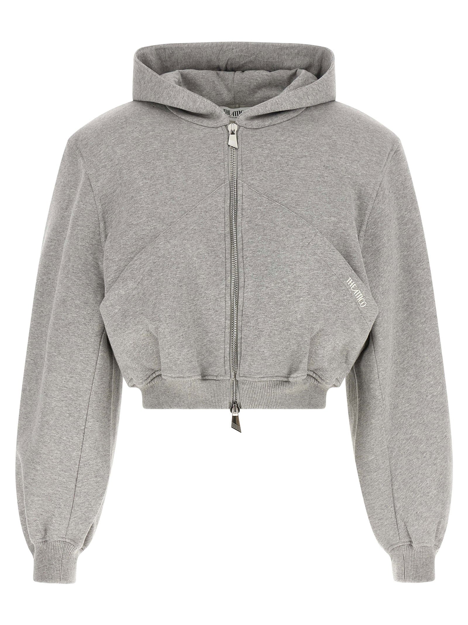 The Attico Cropped Hoodie Gray