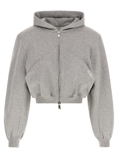 The Attico Cropped Hoodie Gray