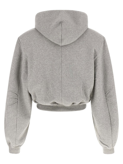 The Attico Cropped Hoodie Gray