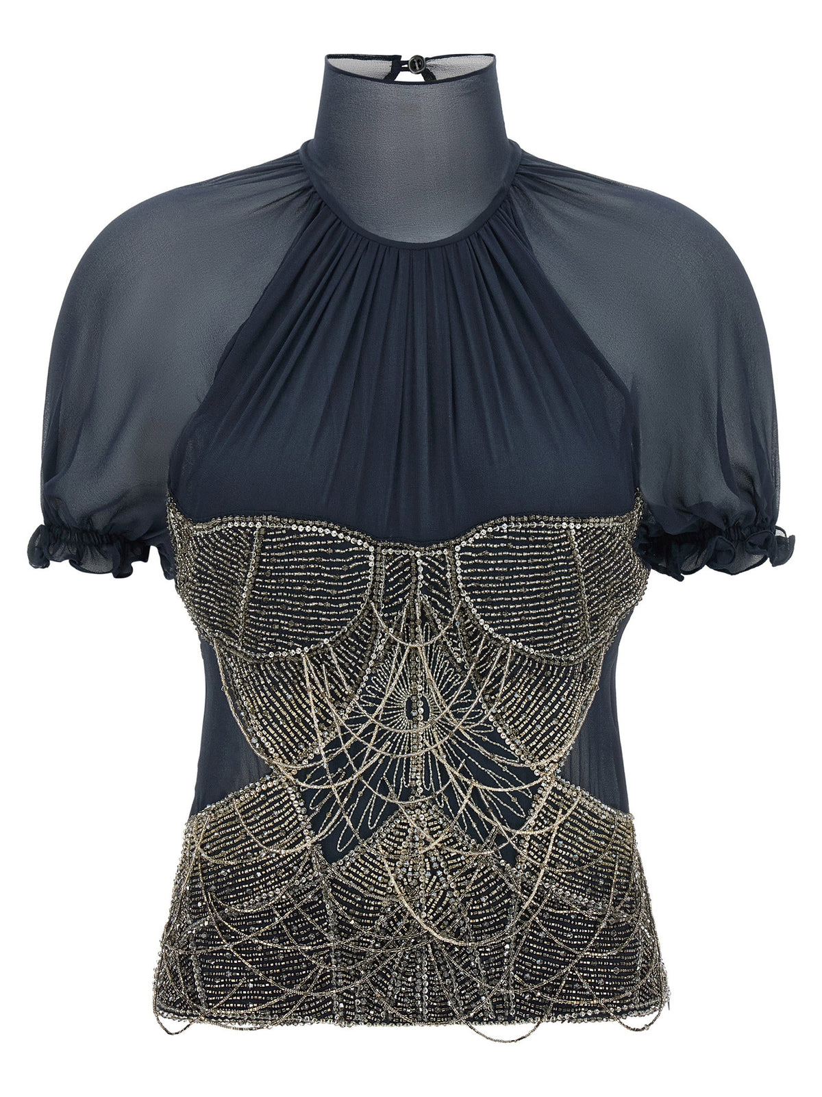 The Attico Jewel Embroidery Top Blue