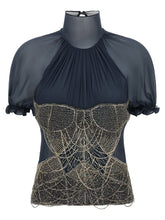 The Attico Jewel Embroidery Top Blue