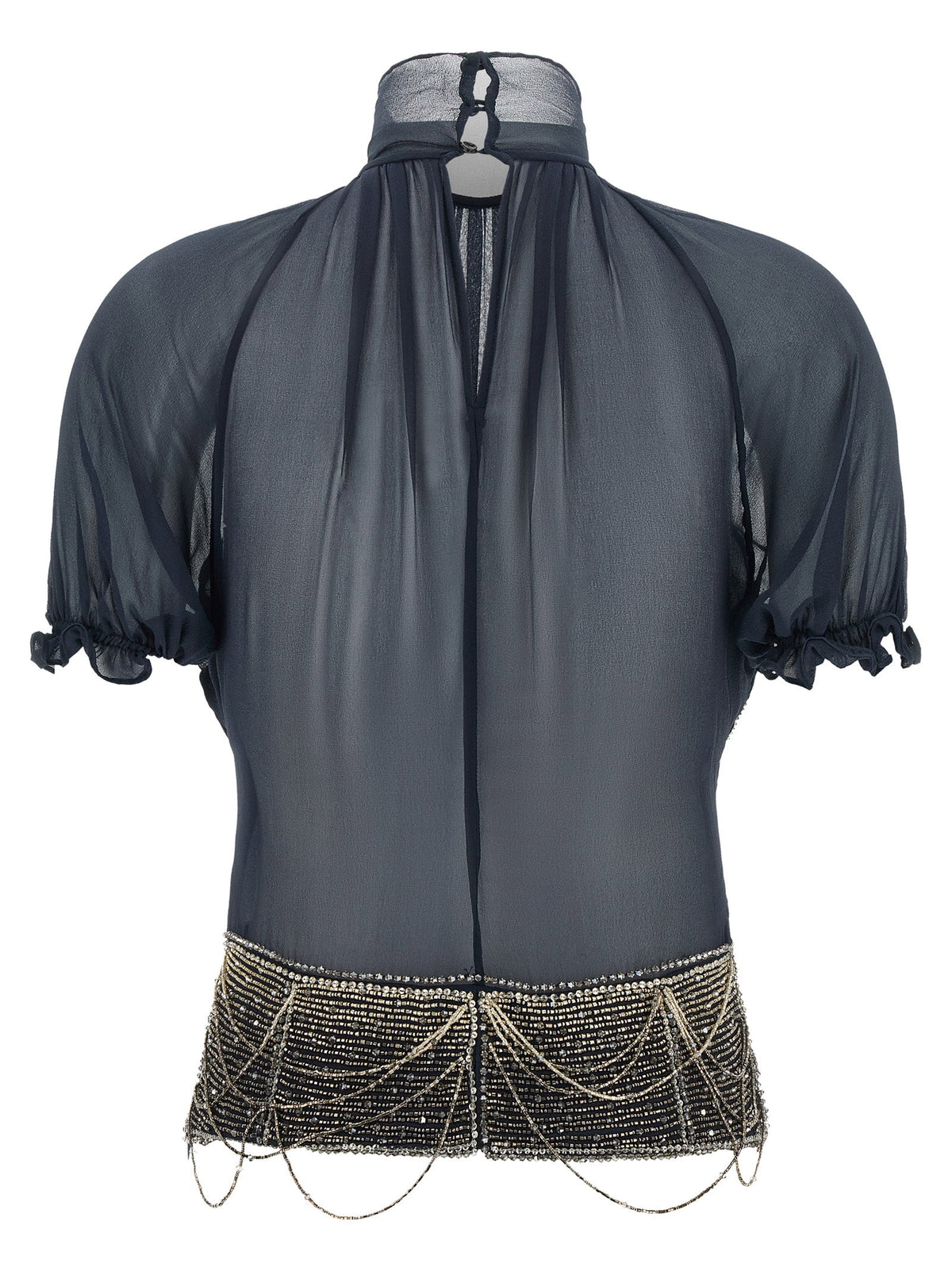 The Attico Jewel Embroidery Top Blue