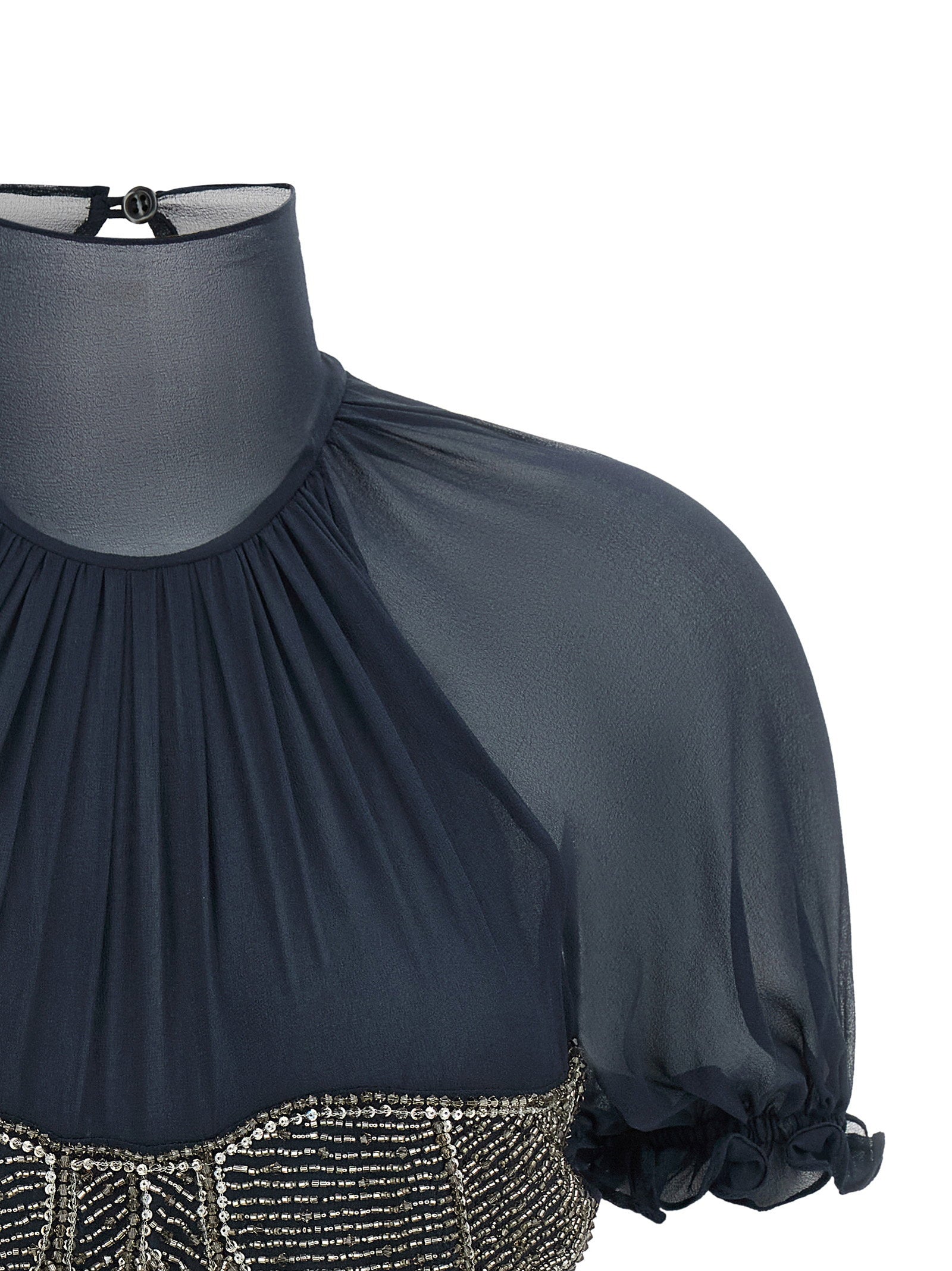 The Attico Jewel Embroidery Top Blue