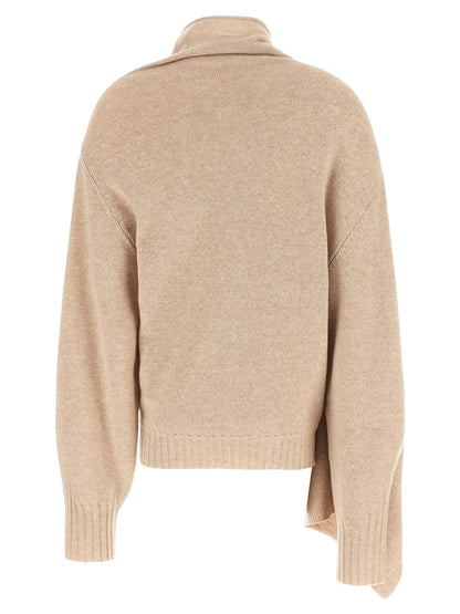 The Attico Sweater With Scarf Beige