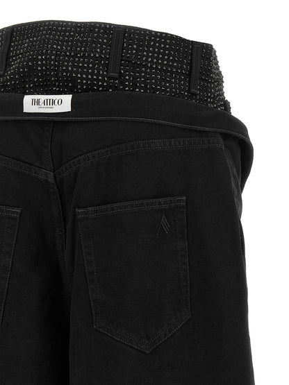 The Attico Crystal Insert Jeans Black  