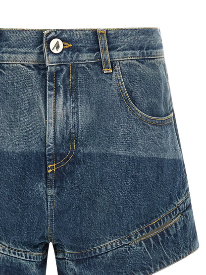 The Attico Cut-out Shorts Blue