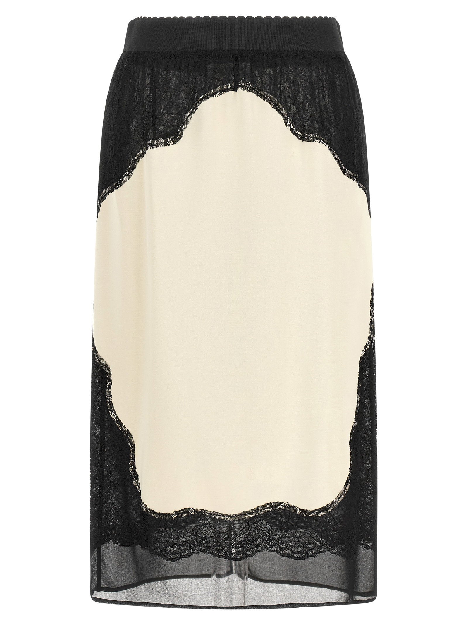 The Attico Lace Insert Skirt White/Black