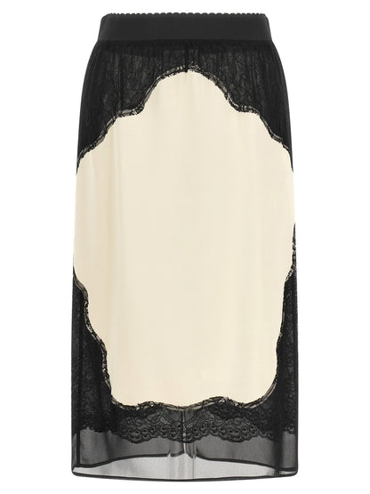 The Attico Lace Insert Skirt White/Black