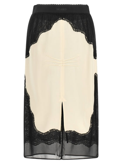 The Attico Lace Insert Skirt White/Black
