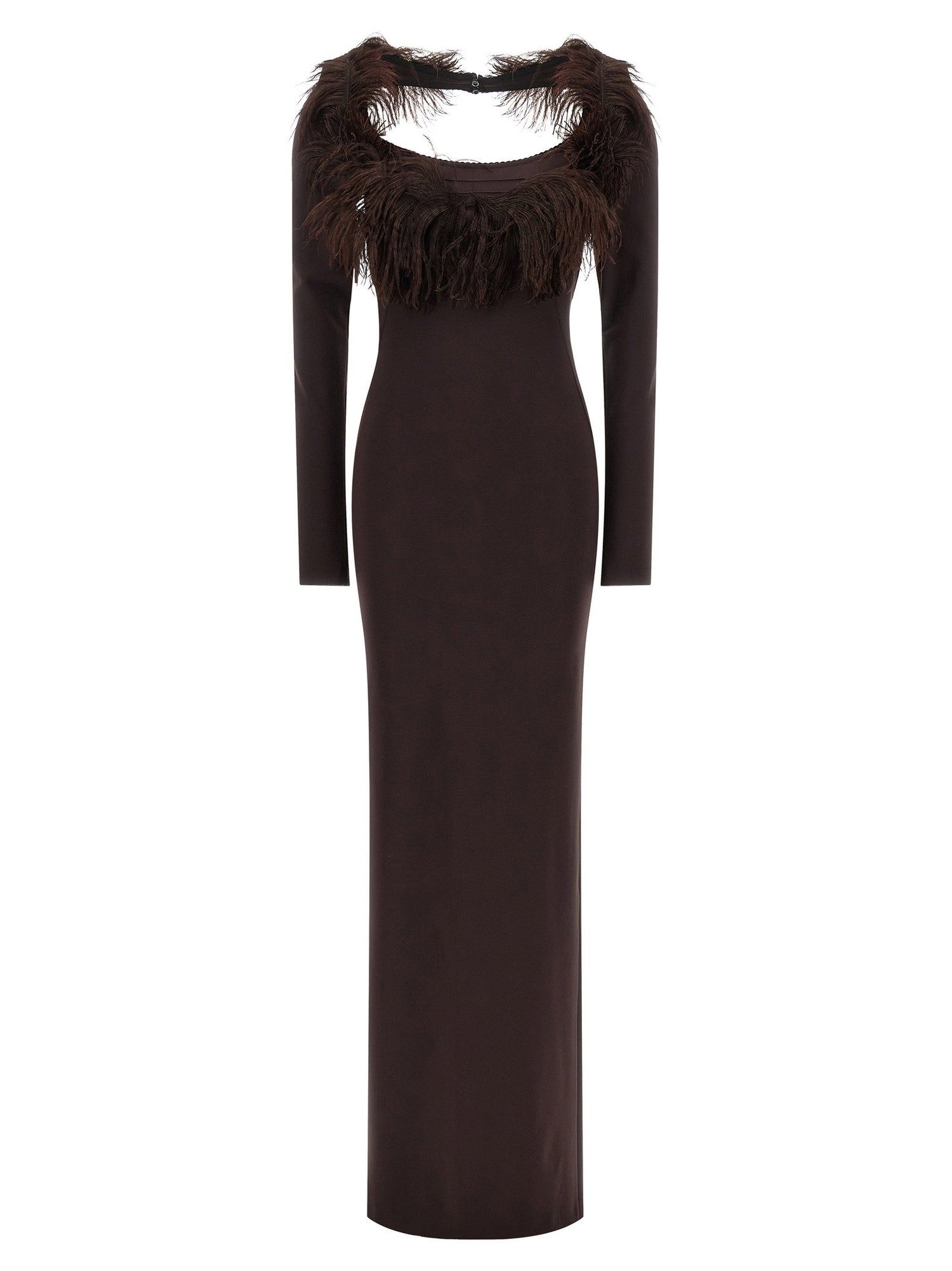 The Attico Feather Dress Brown