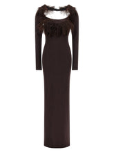 The Attico Feather Dress Brown