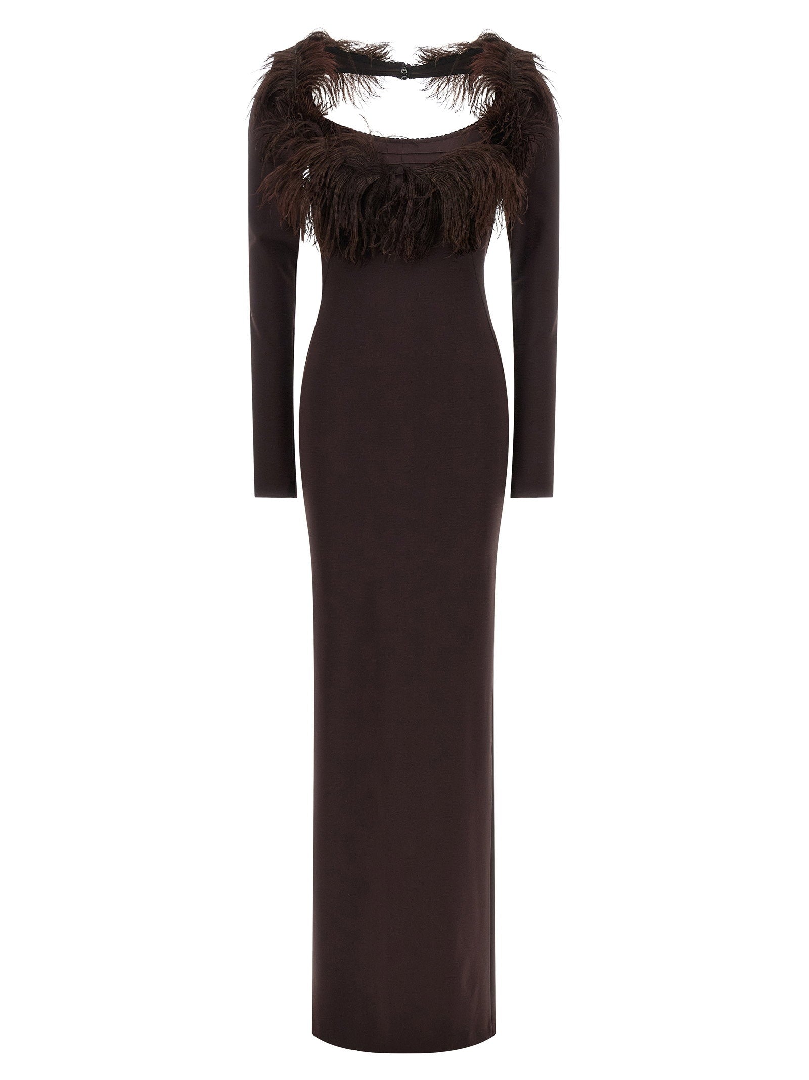 The Attico Feather Dress Brown
