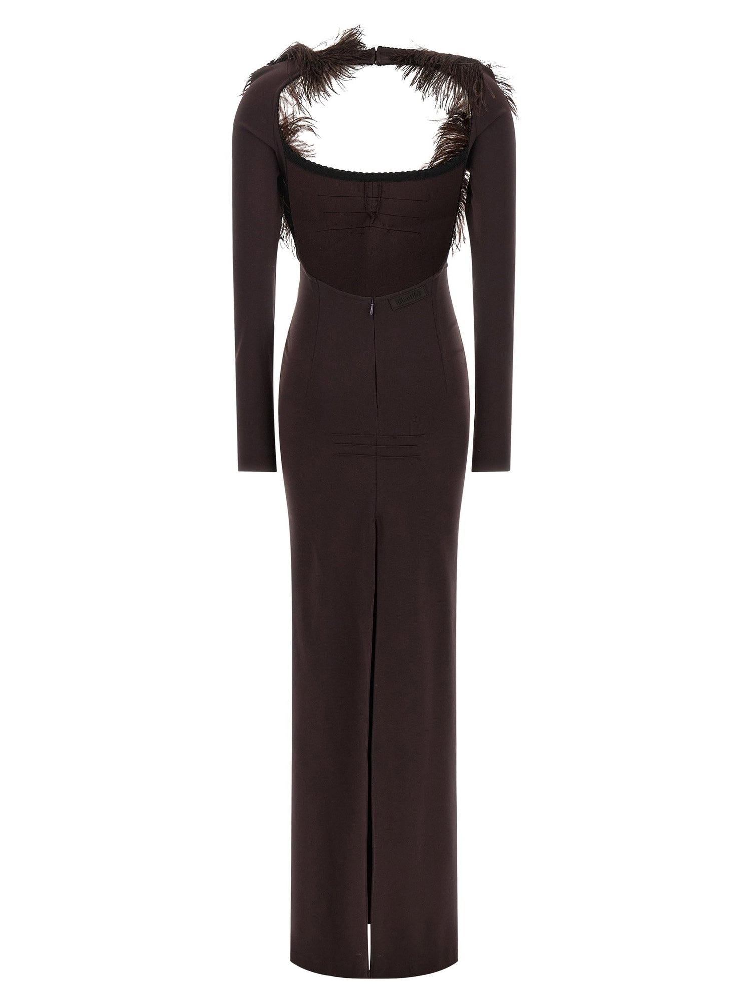 The Attico Feather Dress Brown