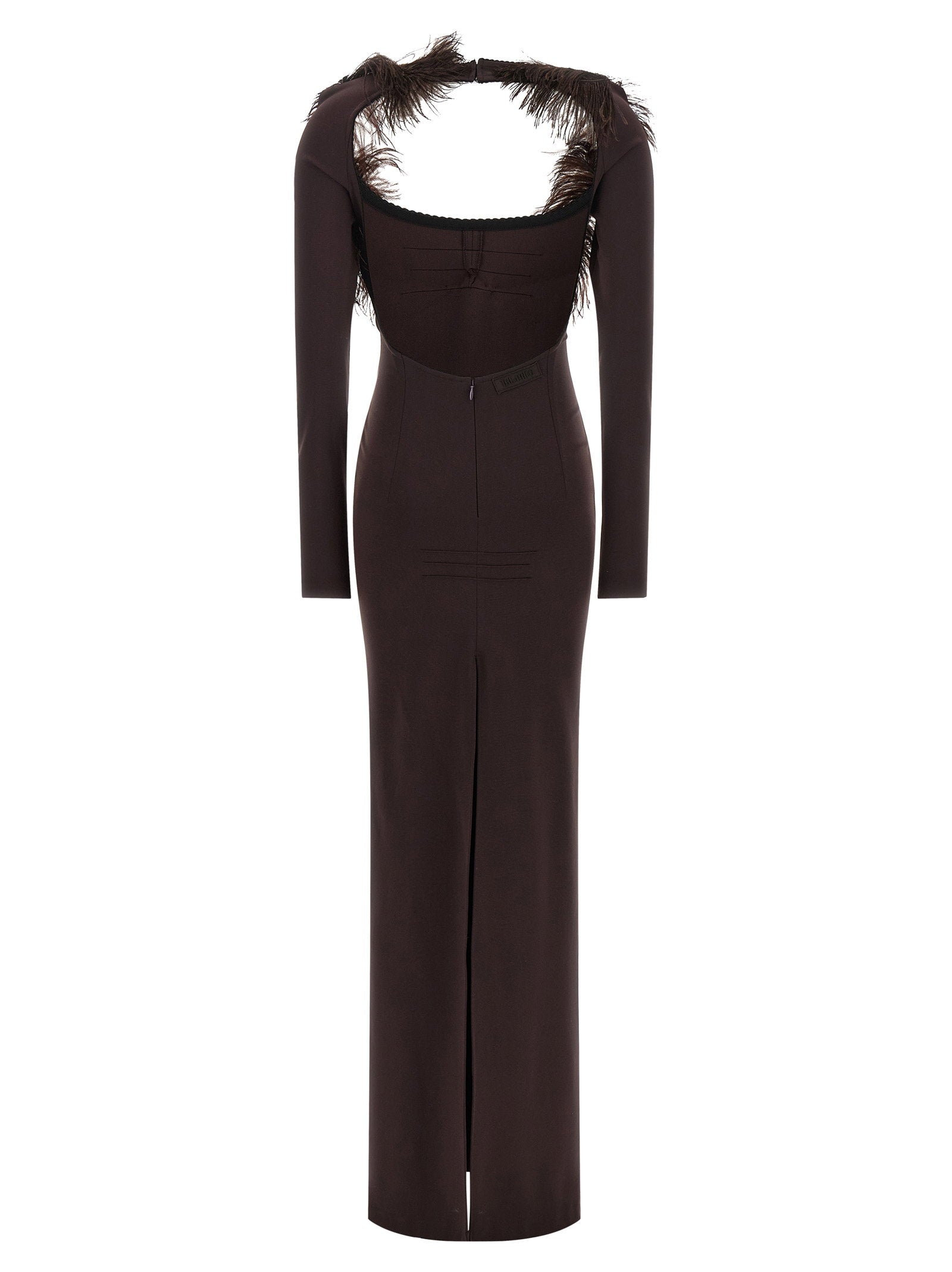 The Attico Feather Dress Brown