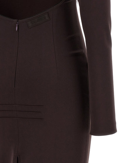 The Attico Feather Dress Brown