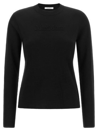 Max Mara Manto Sweater With Embossed Logo Black
