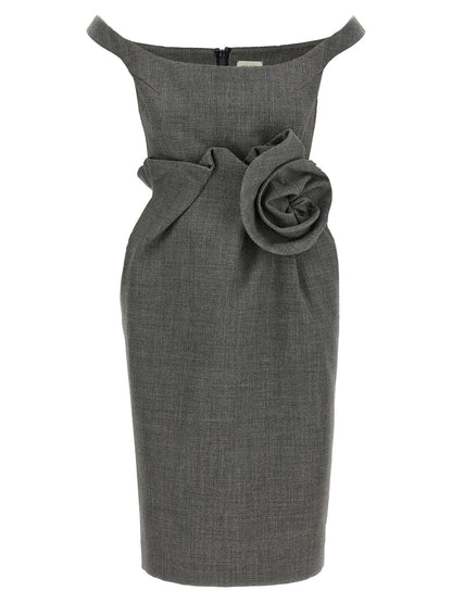 Magda Butrym 3d Flower Dress Gray