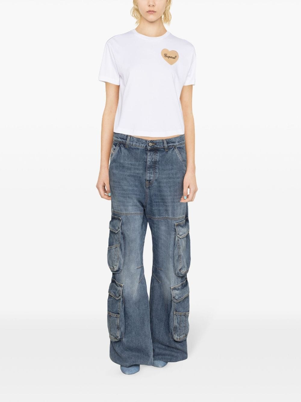 Dsquared2 Heart Motif Cotton Jersey T-shirt White