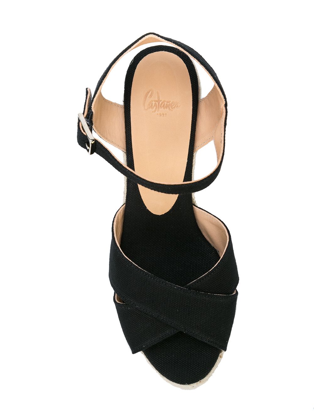 Castaner Blaudell Cotton Wedge Espadrille Sandals Black