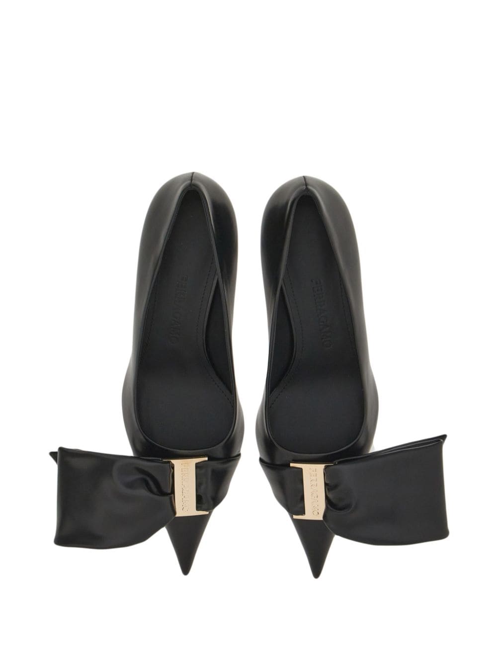 Oversized-bow leather pumps