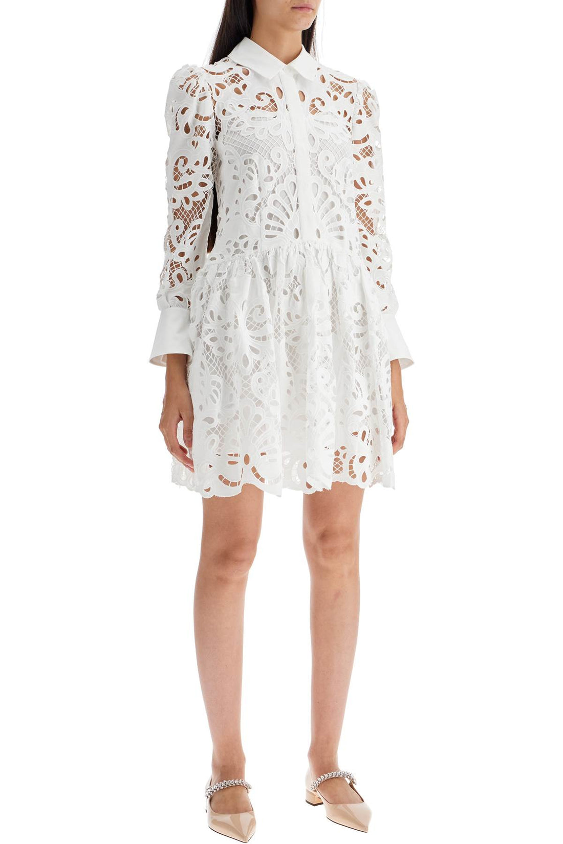 Floral lace chemisier dress