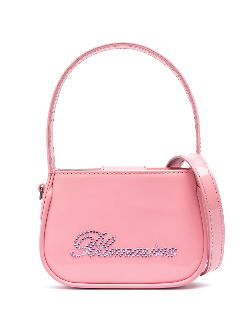 Blumarine Crystal Embellished Logo Tote Bag Pink
