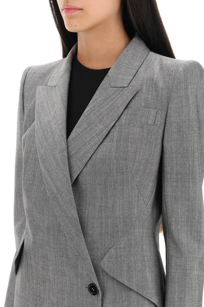 Drop Hem Salt And Pepper Blazer