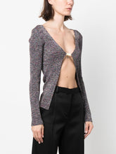 GCDS Glittered V-Neck Knitted Cardigan Grey