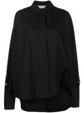 The Attico Oversized Studded Cotton Shirt with Embroidered Logo Black Black