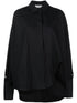 The Attico Oversized Studded Cotton Shirt with Embroidered Logo Black Black