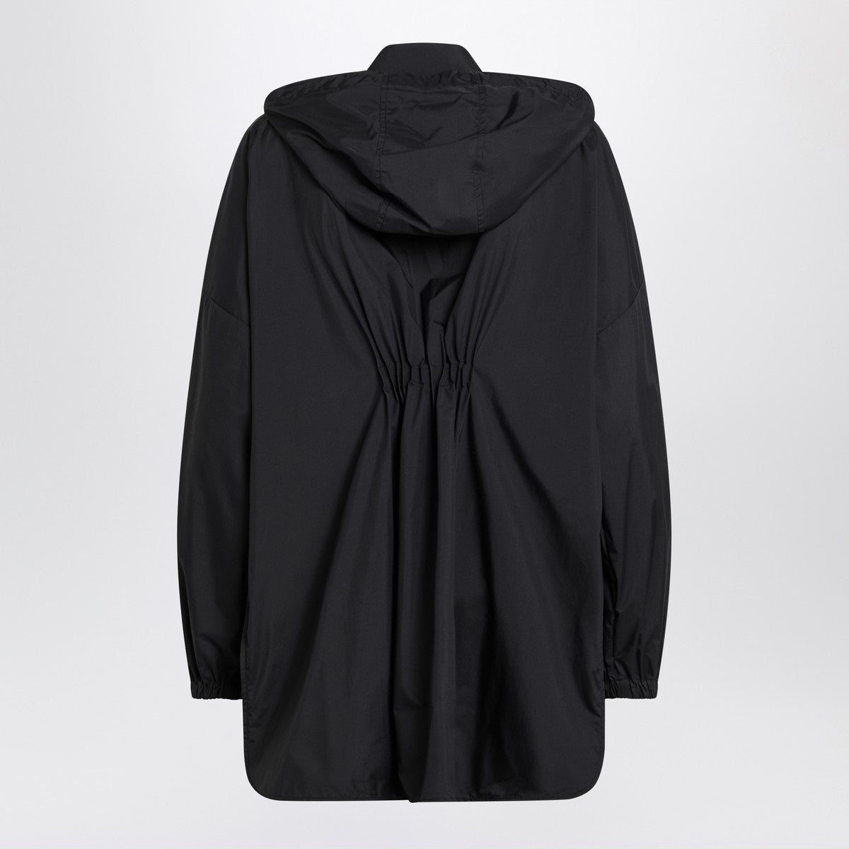 Moncler Black Technical Nylon Zip Parka with Hood Black