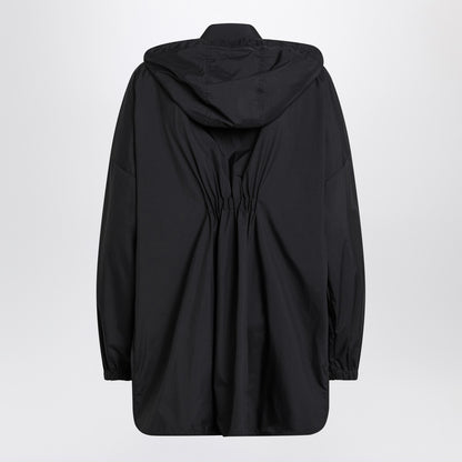 Moncler Black Technical Nylon Zip Parka with Hood Black