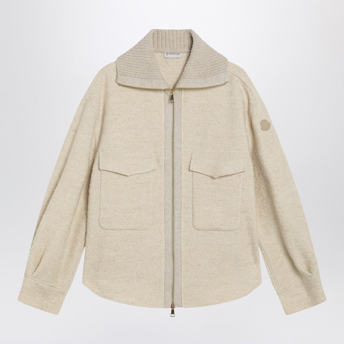 Moncler Light Beige Wool-Blend Zip Jacket Beige