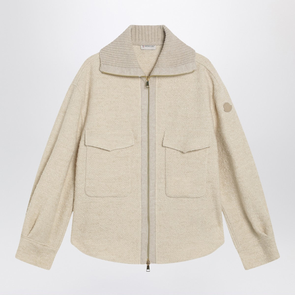 Moncler Light Beige Wool-Blend Zip Jacket Beige