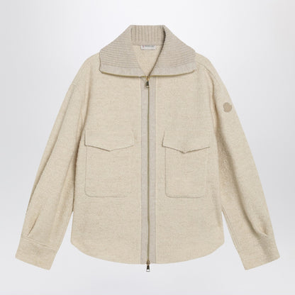 Moncler Light Beige Wool-Blend Zip Jacket Beige