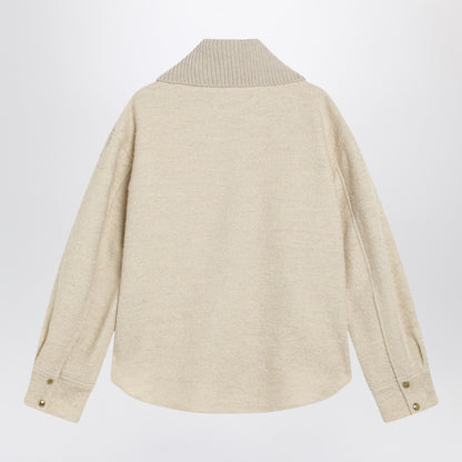 Moncler Light Beige Wool-Blend Zip Jacket Beige