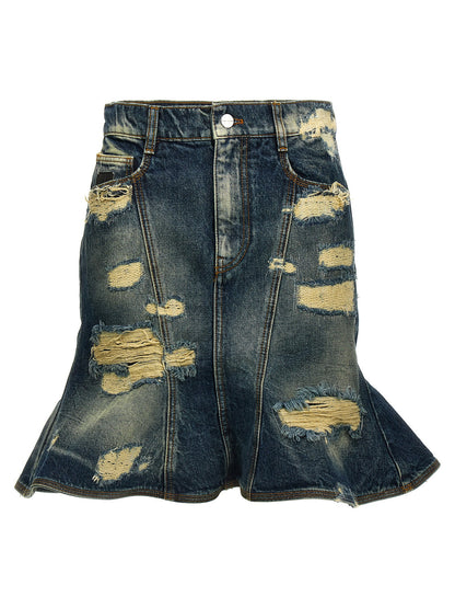 Marc Jacobs The Rip And Repair Straight Jean Skirt Blue