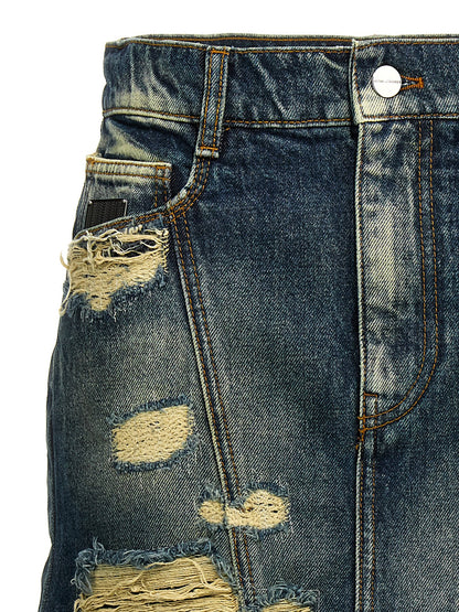 Marc Jacobs The Rip And Repair Straight Jean Skirt Blue