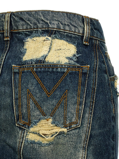 Marc Jacobs The Rip And Repair Straight Jean Skirt Blue