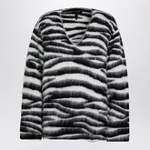Marc Jacobs Zebra-Pattern Wool-Blend V-Neck Jumper Black